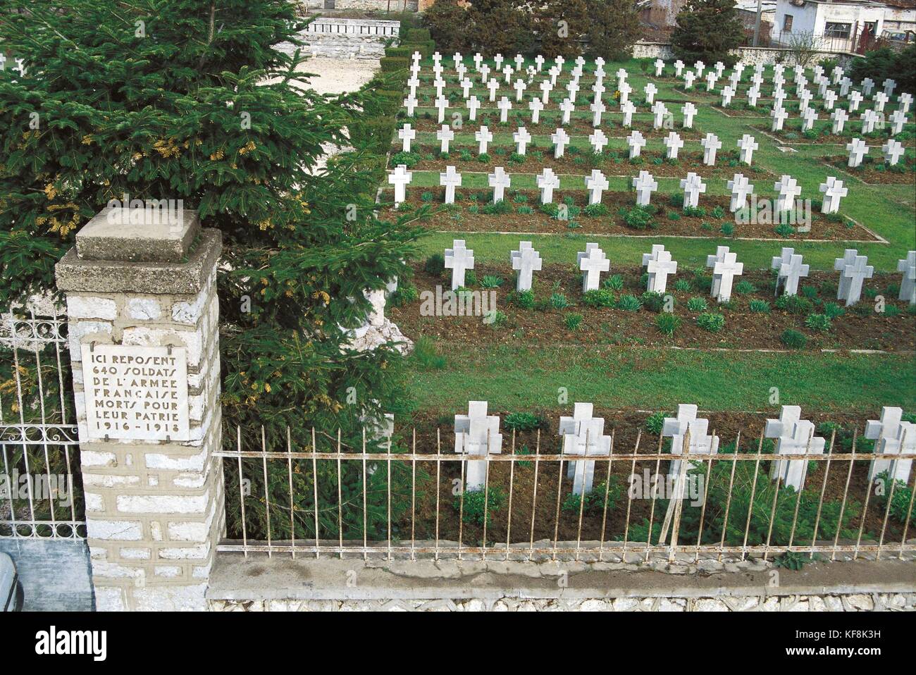 Albanien, korca, französisch Weltkrieg Friedhof Stockfoto