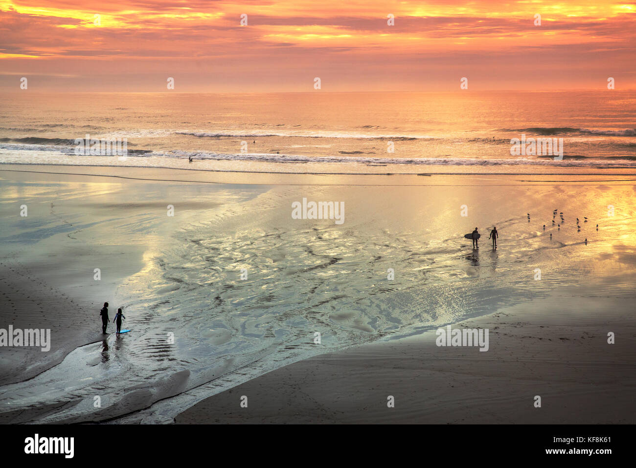 Usa, Oregon, indische Strand, von Ecola State Park gibt es einen 2 km langen Weg, dass Sie sich auf die atemberaubende Aussicht und den Sandstränden des Indischen Strand Stockfoto