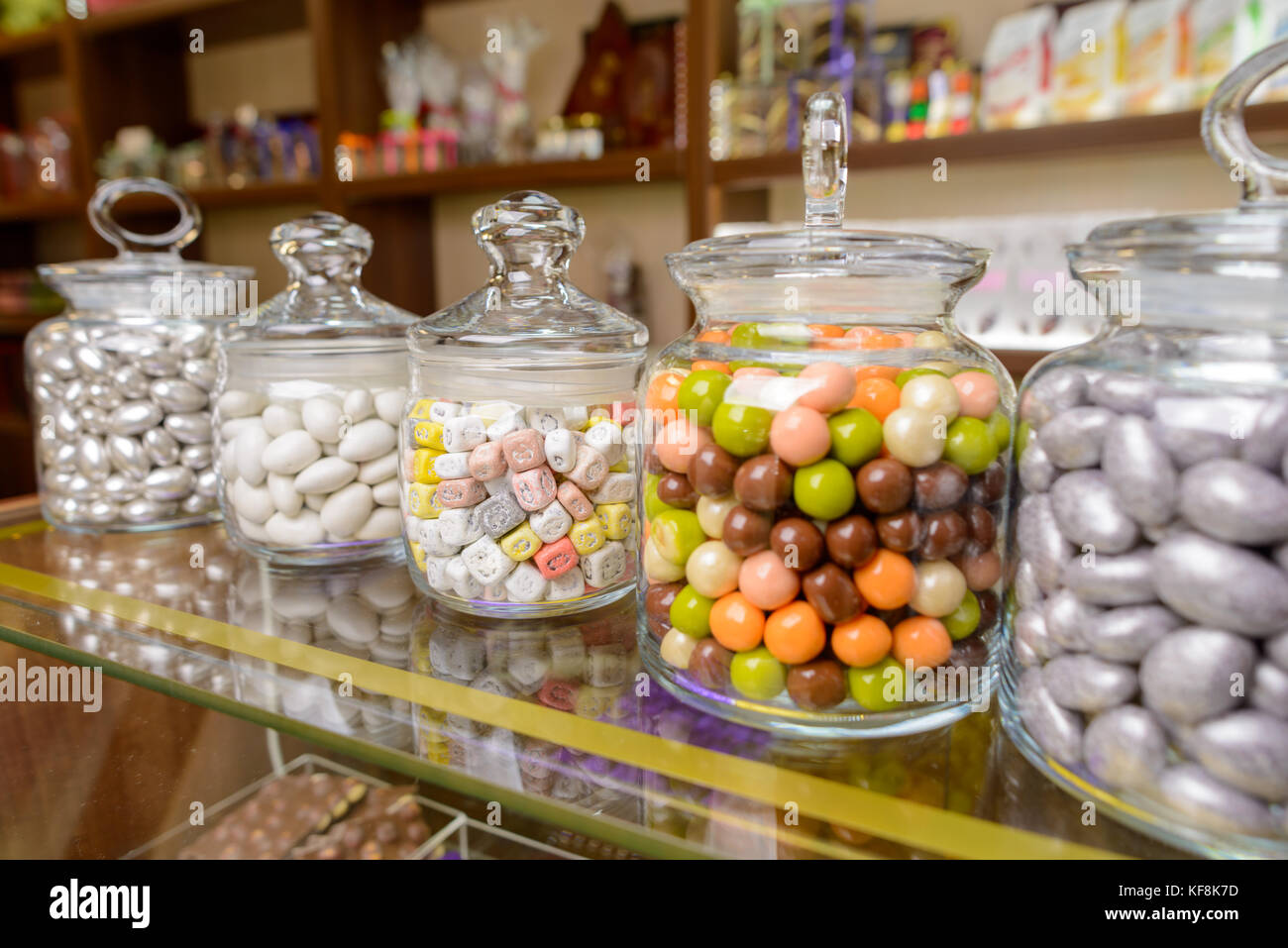 Bonbons im Glas Stockfoto