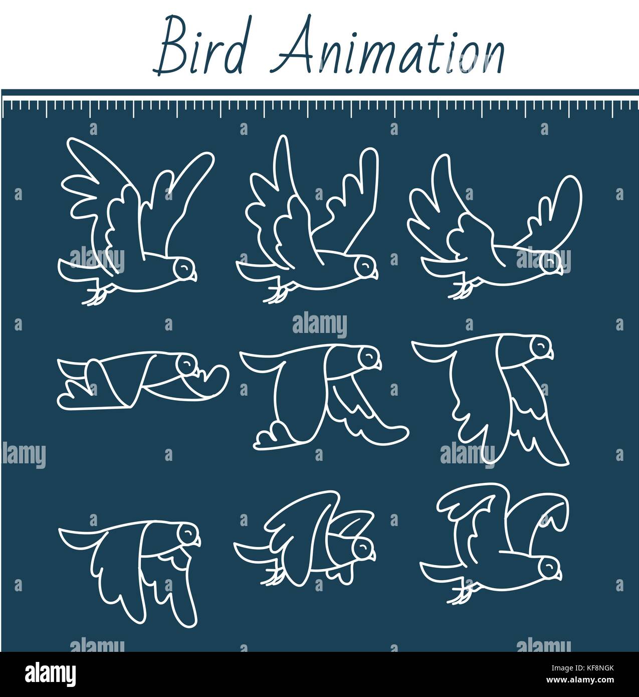 Animation der Vogel fliegt. taube Animation. sprite Vogel fliegt, auf ...