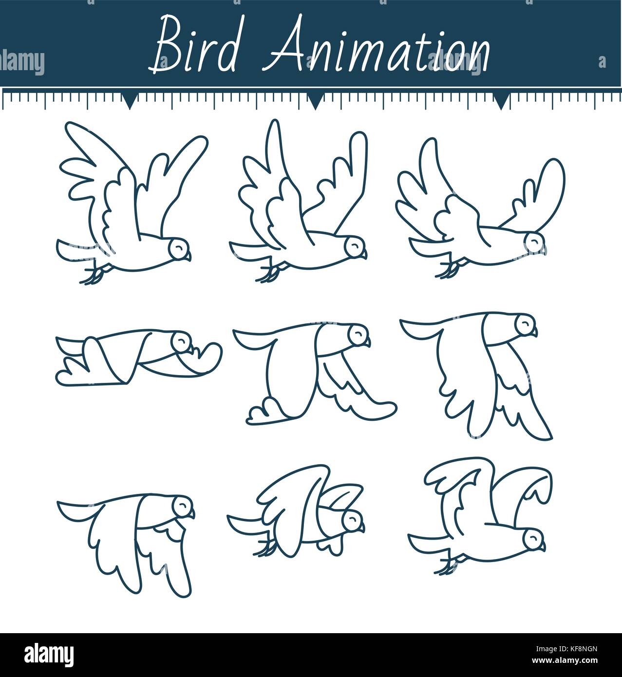 Animation der Vogel fliegt. taube Animation. sprite Vogel fliegt, auf ...