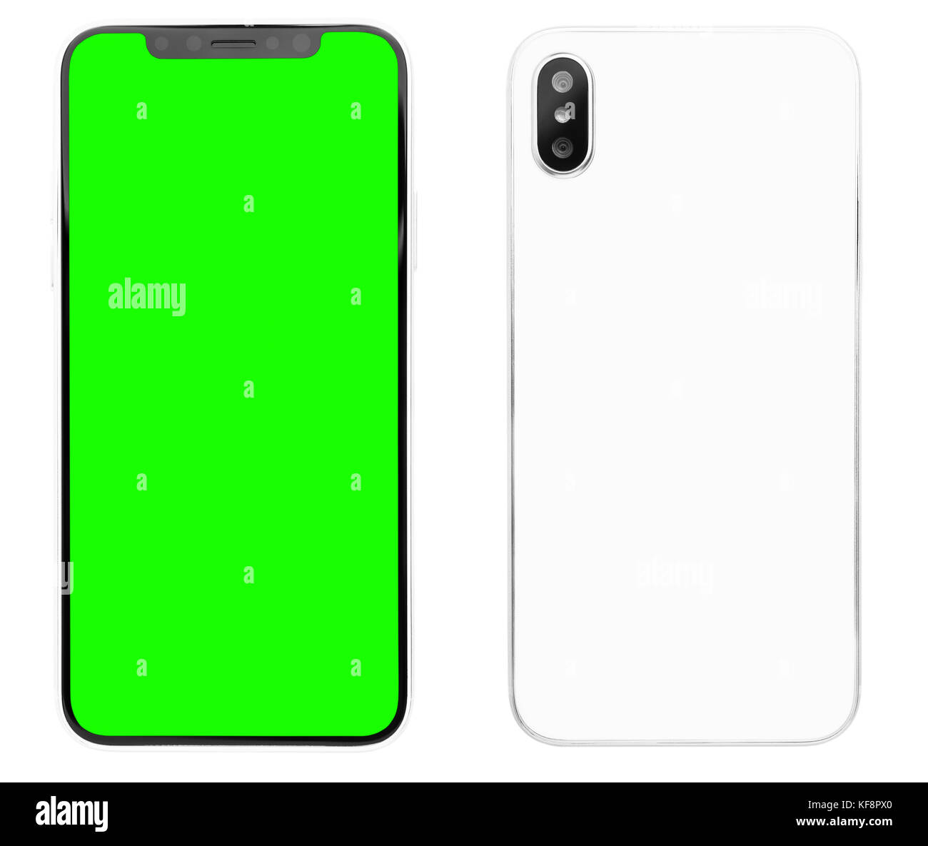 Neue smart phone sieht aus wie das iphone x Muster auf weißem Hintergrund. moderne Smartphone Gerät. Handy, Chroma Key, um mobile App Ort Stockfoto