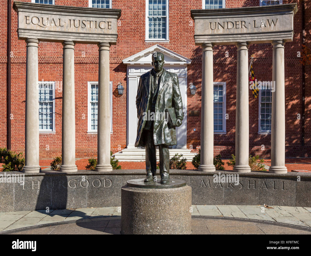 Statue des Obersten Gerichtshof Thurgood Marshall, Rechtsanwälte Mall, Annapolis, Maryland, USA Stockfoto
