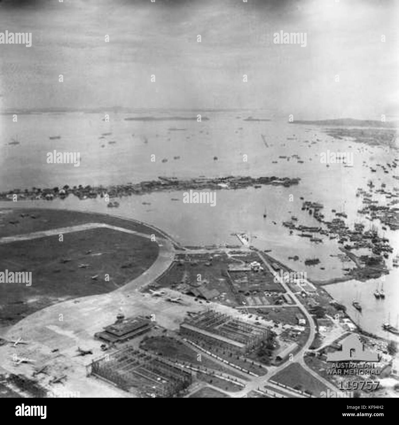 Kallang Flughafen Luftbild 1945 Stockfoto