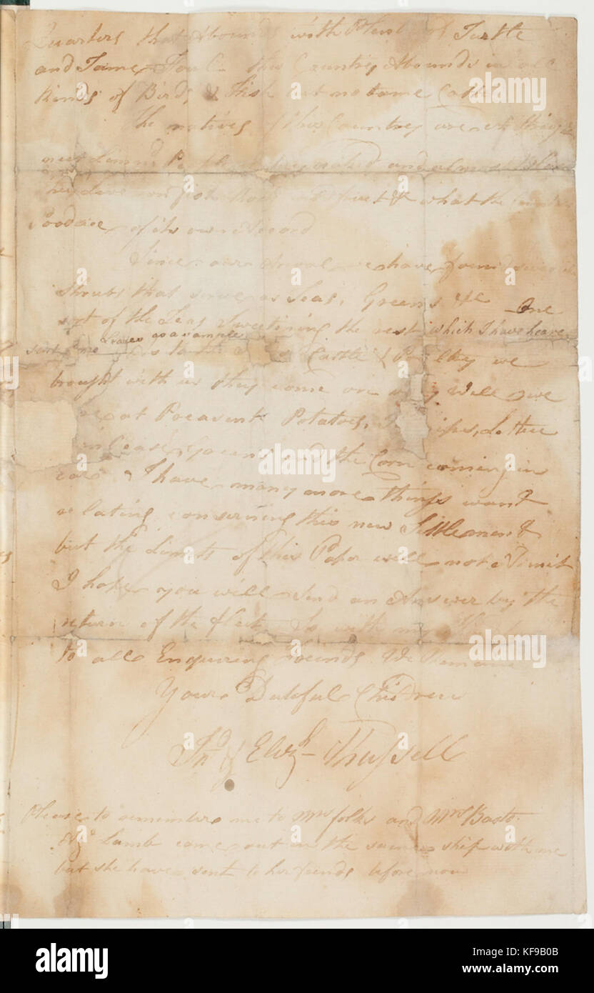 966515 Brief zum 10. Juli 1788 Hauptsitz Sidney Stadt New South Wales gerichtet an Frau Maria Fogewell Totness Devon Stockfoto