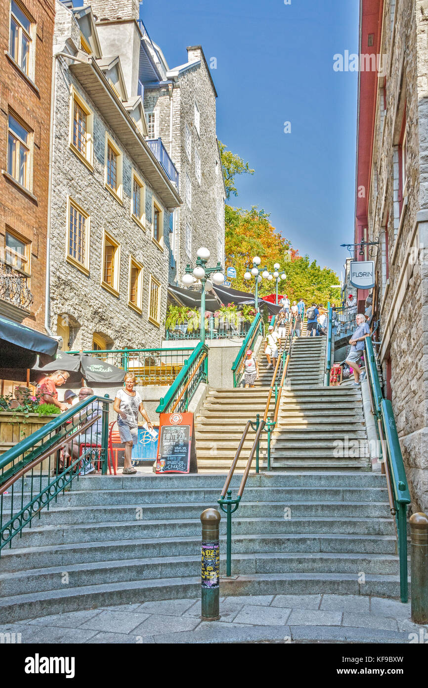 Schritte von der unteren in die obere Stadt, Quebec, Kanada Stockfoto
