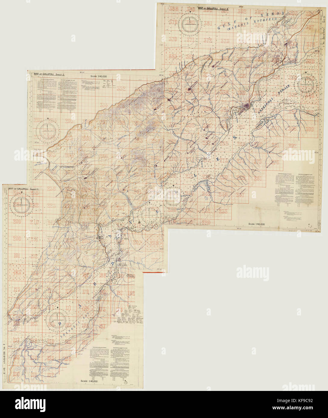 Karte von Gallipoli Maßstab 1 40000 Krieg Büro Karte 683 c 1915 Stockfoto