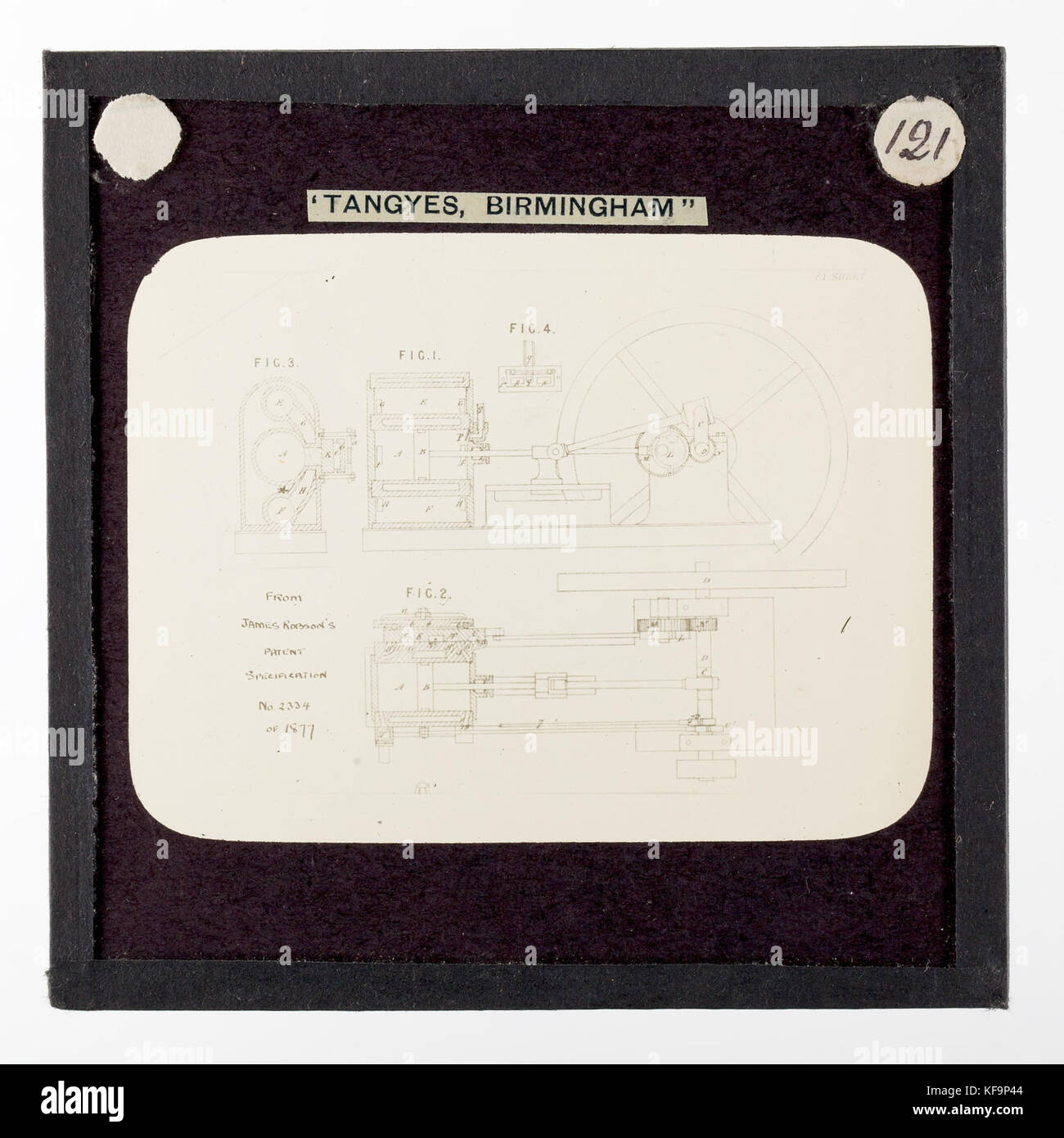 Laterne Folie Tangyes Ltd, Robson Gas Engine Schaltplan, 1877 Stockfoto