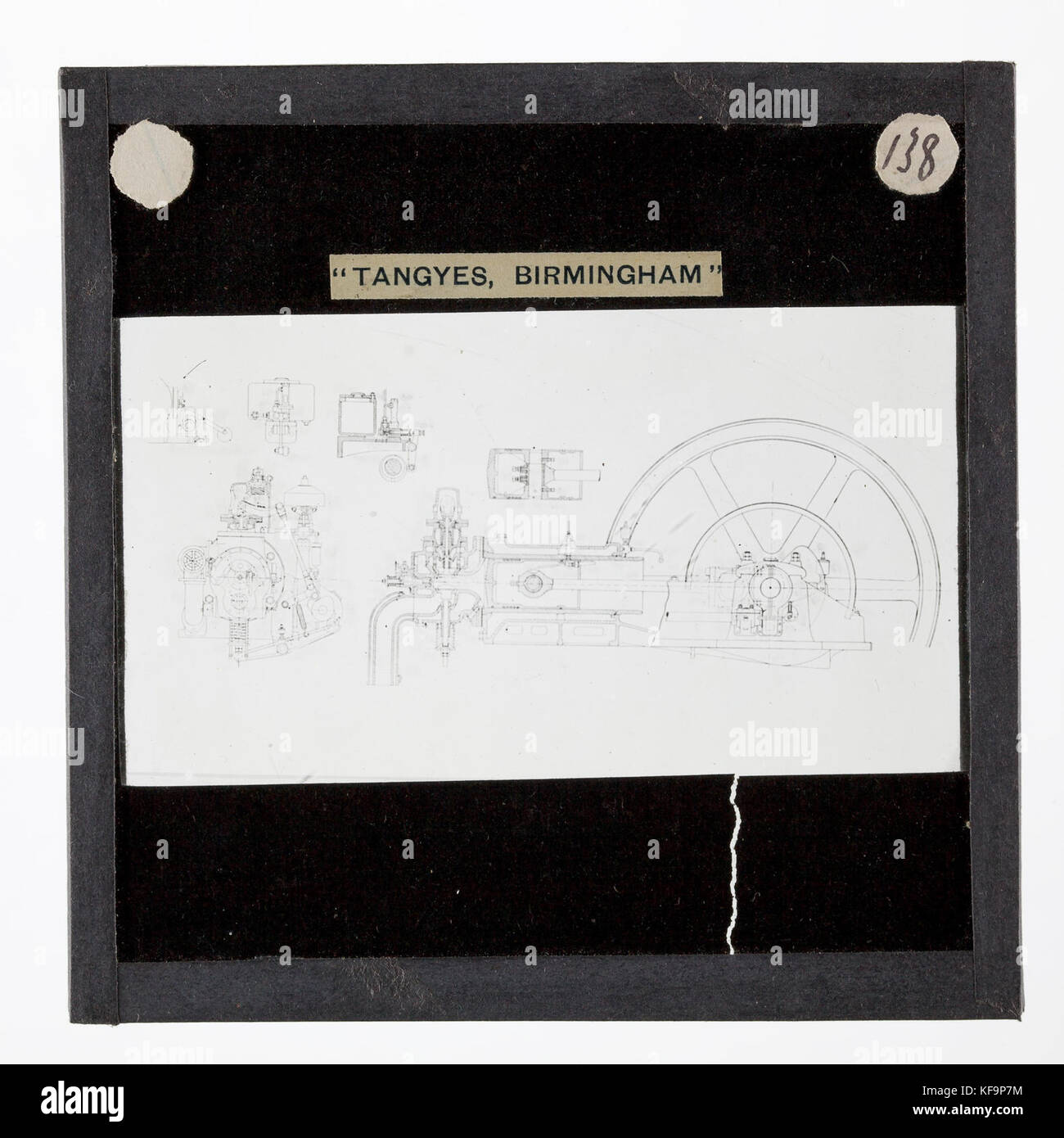 Laterne Folie Tangyes Ltd, Gas Motor Diagramm, um 1910 Stockfoto