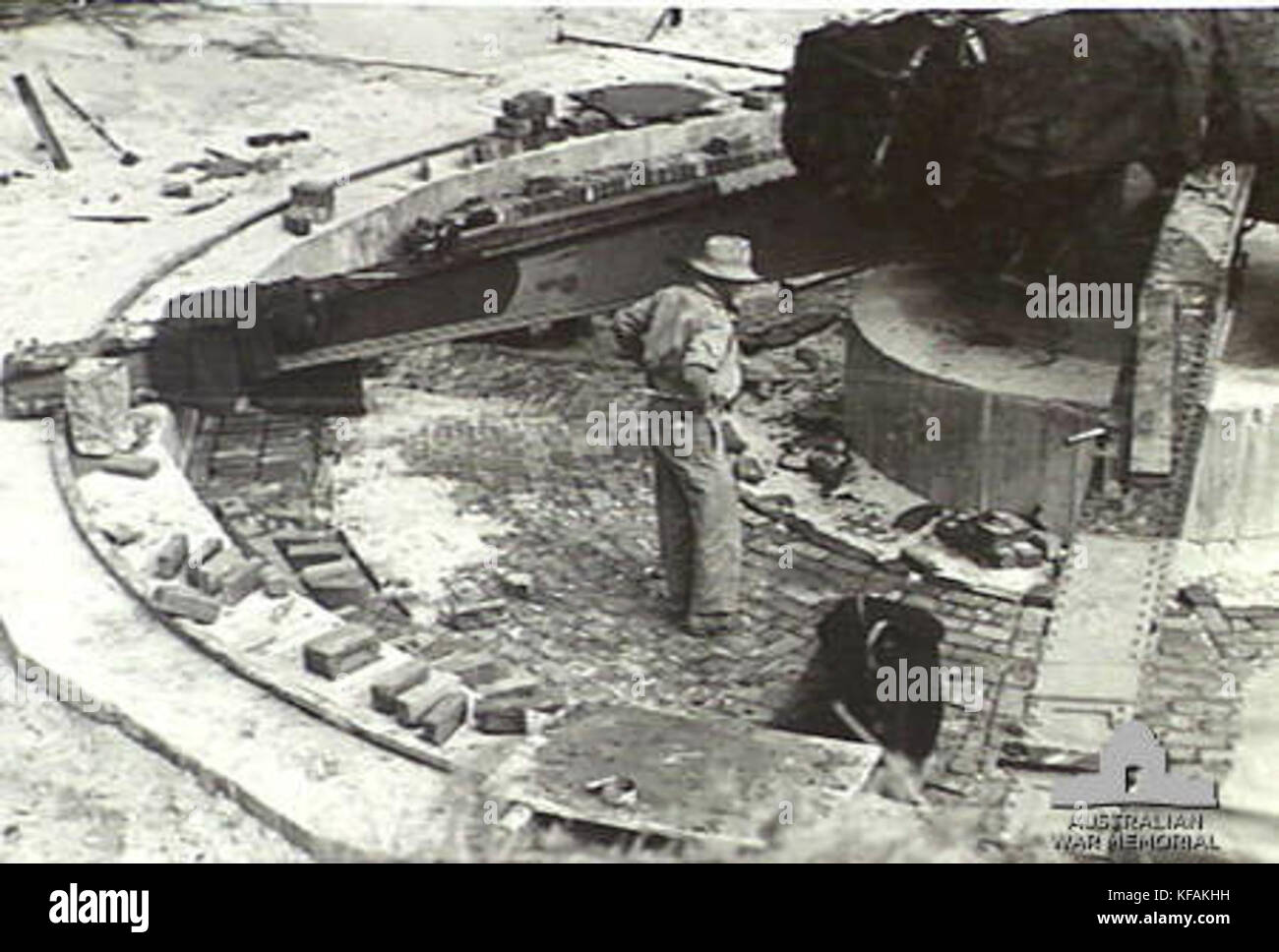155 mm Geschützstellung Garden Island WA Juli 1943 AWM 054027 Stockfoto