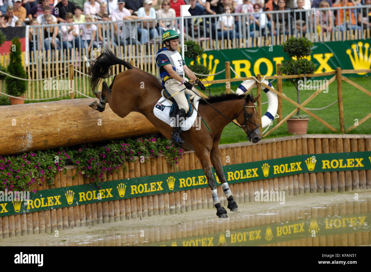 Phillip Dutton (AUS) Reiten Connaught - World Equestrian Games, Aachen - 26. August 2006, Eventing Cross Country Stockfoto