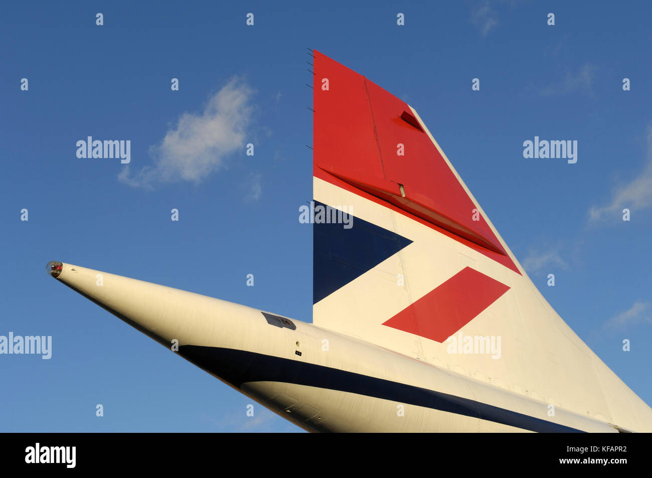 Schwanz einer British Airways Aerospatiale BAC Concorde Stockfoto