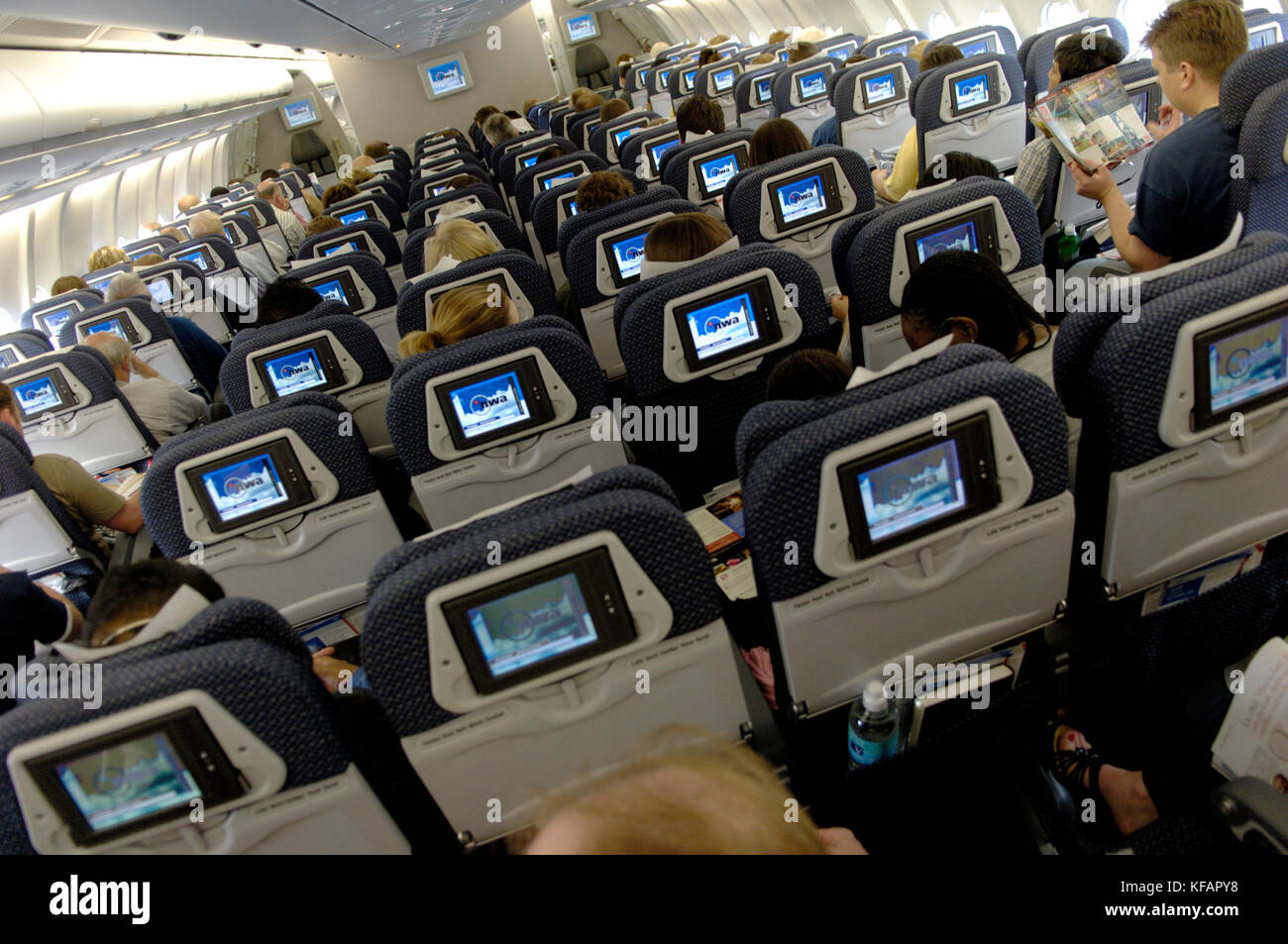 Passagiere Der Economy Class Kabine Eines Airbus A330 300