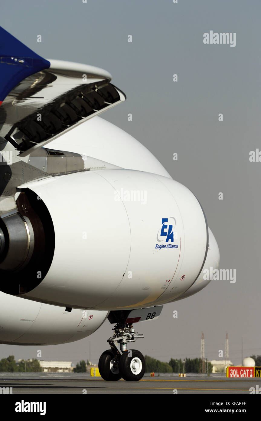 Engline Alliance GP7200-Triebwerk der Airbus A380-800 auf der Dubai Airshow 2007 Stockfoto