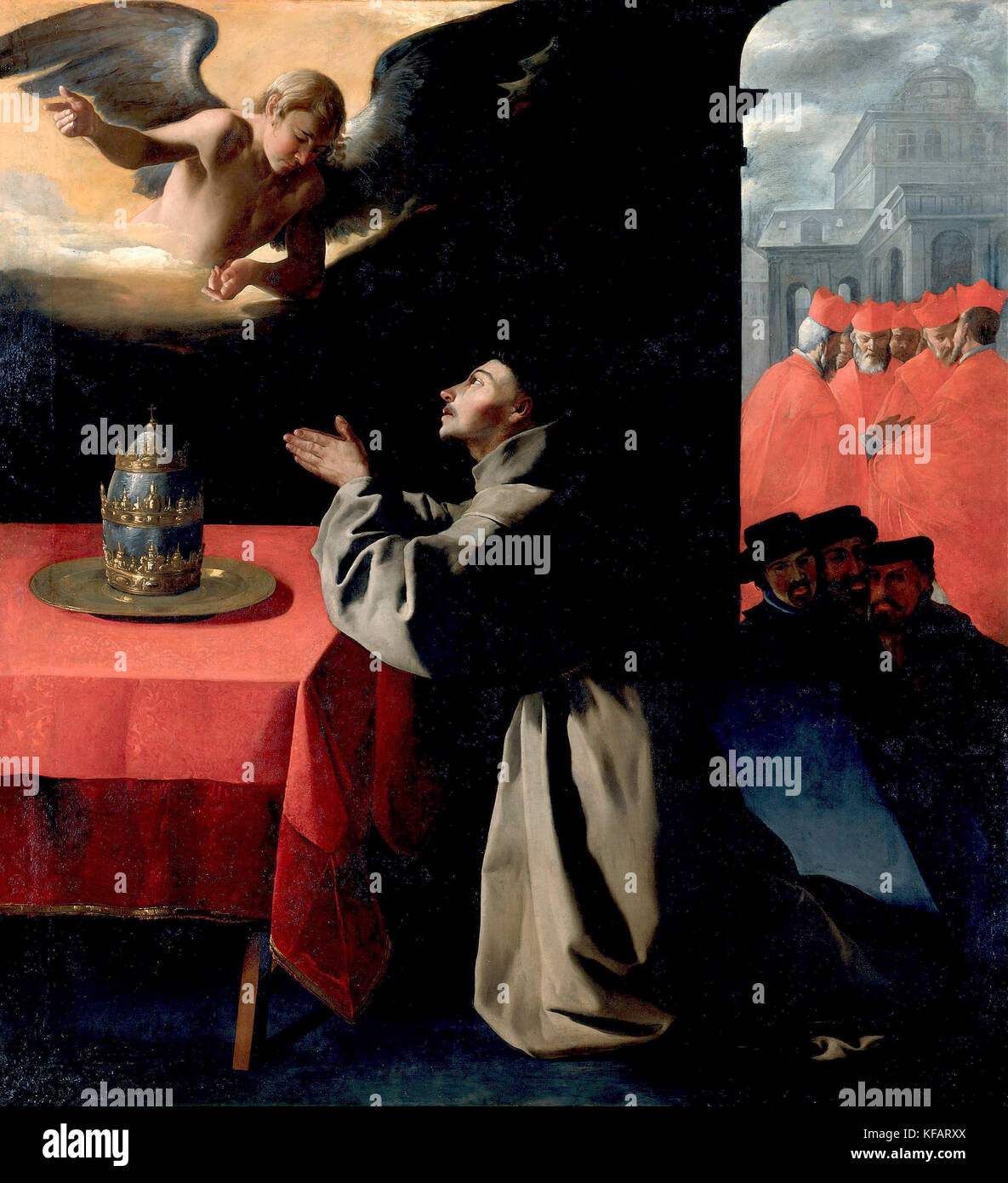 Das Gebet des Heiligen Bonaventura über die Auswahl des Neuen Papstes 1628 durch Francisco de Zurbarán Stockfoto