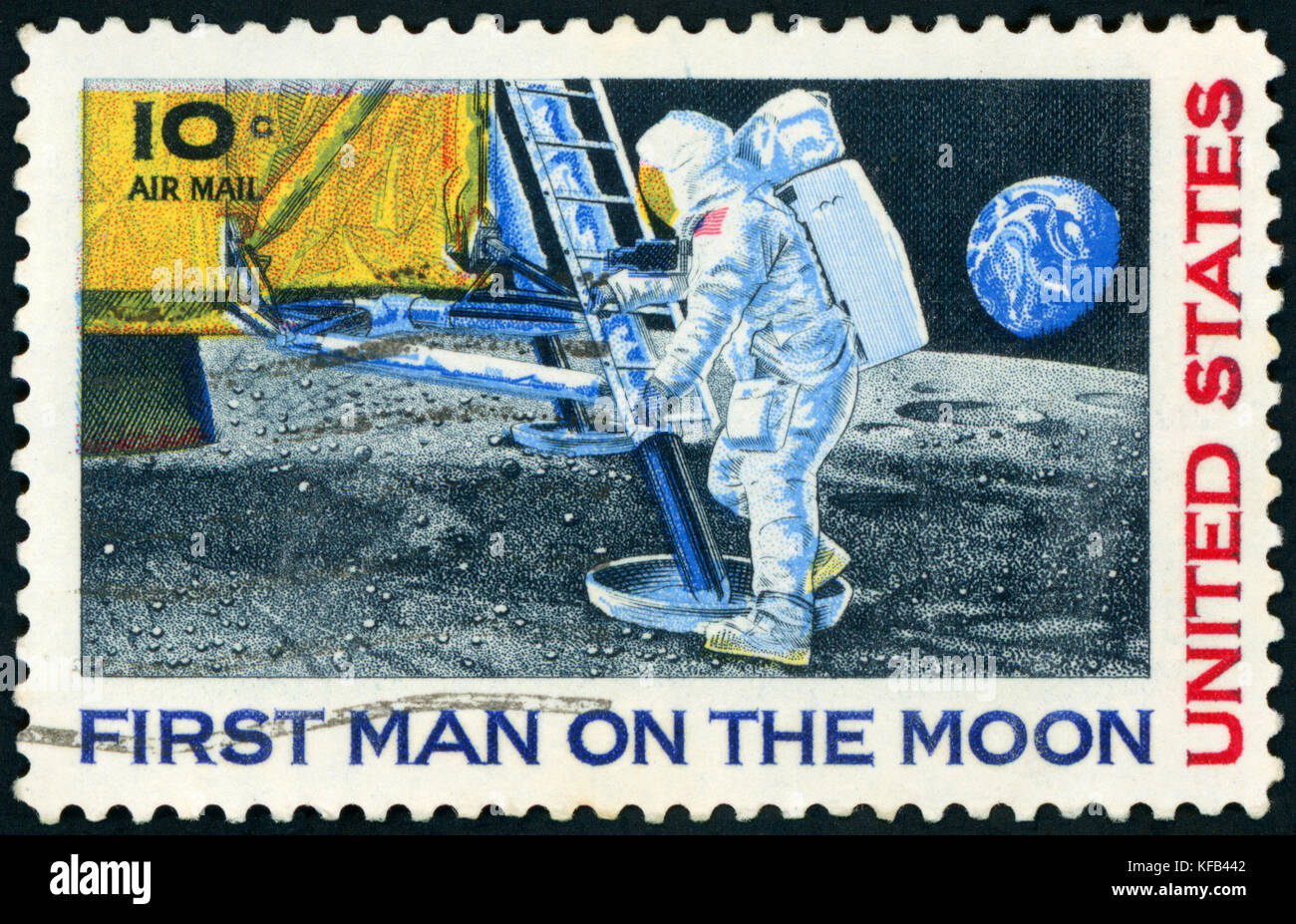 Briefmarke (USA 1969 die erste Landung des Mannes auf dem Mond, Apollo 11 ) Stockfoto