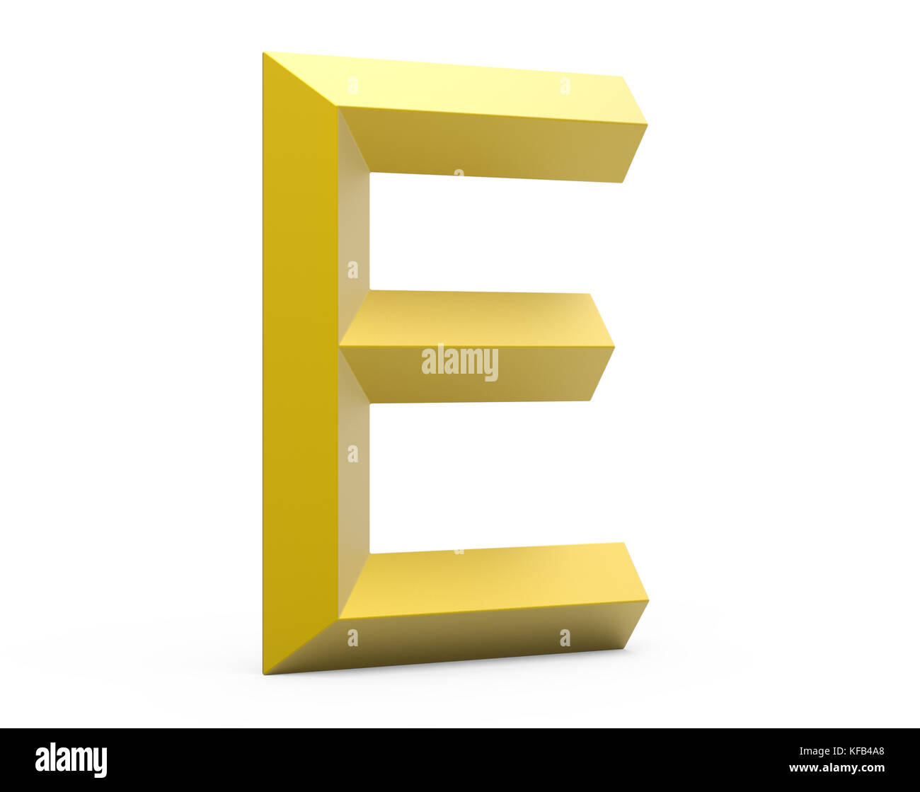 3D-Render golden abgeschrägte Alphabet E, Retro 3D font Design Stockfoto