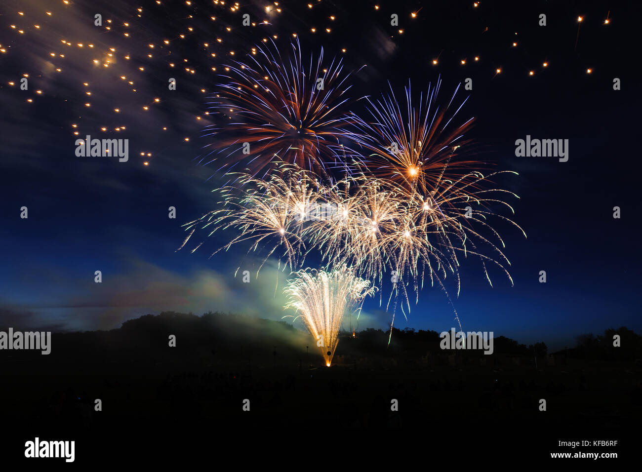 Feuerwerk auf der pyrofest 2015, Cooper See, Slippery Rock, Pennsylvania, USA Stockfoto