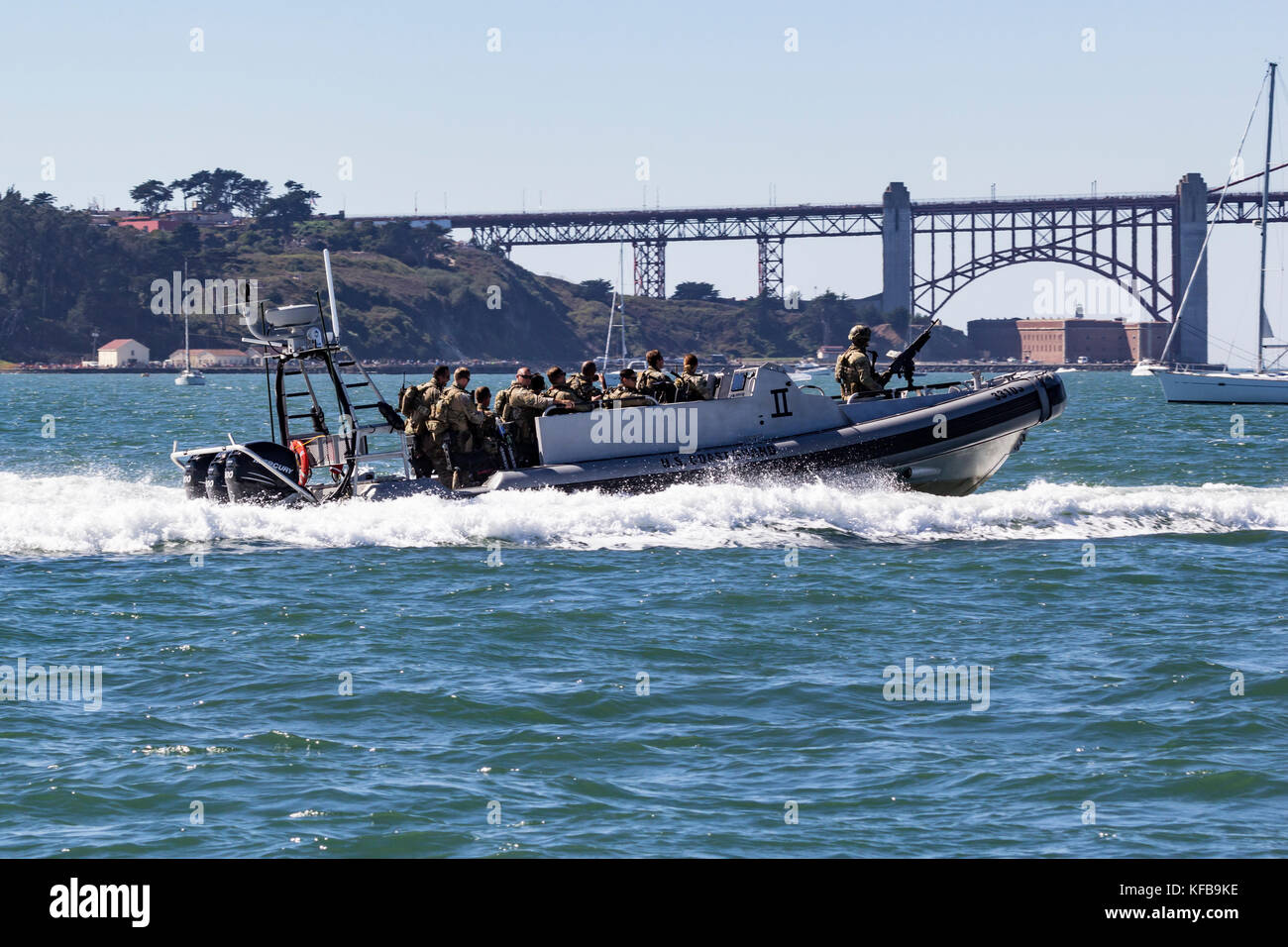 USCG MSRT Patrouillen die Wasser der Bucht von San Francisco Stockfoto