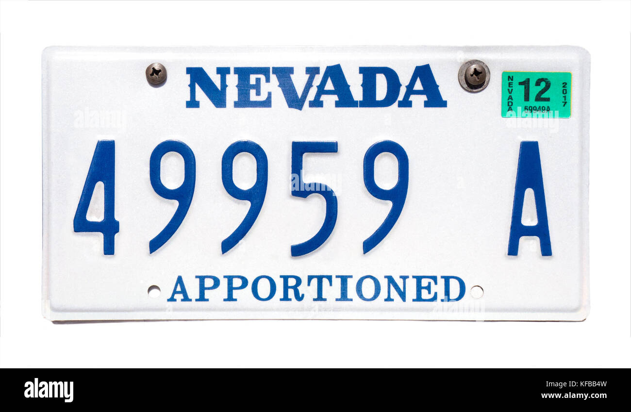Nevada Nummernschild, Kennzeichen. Nevada Nummernschild. Nevada aufgeteilt Nummernschild. Stockfoto