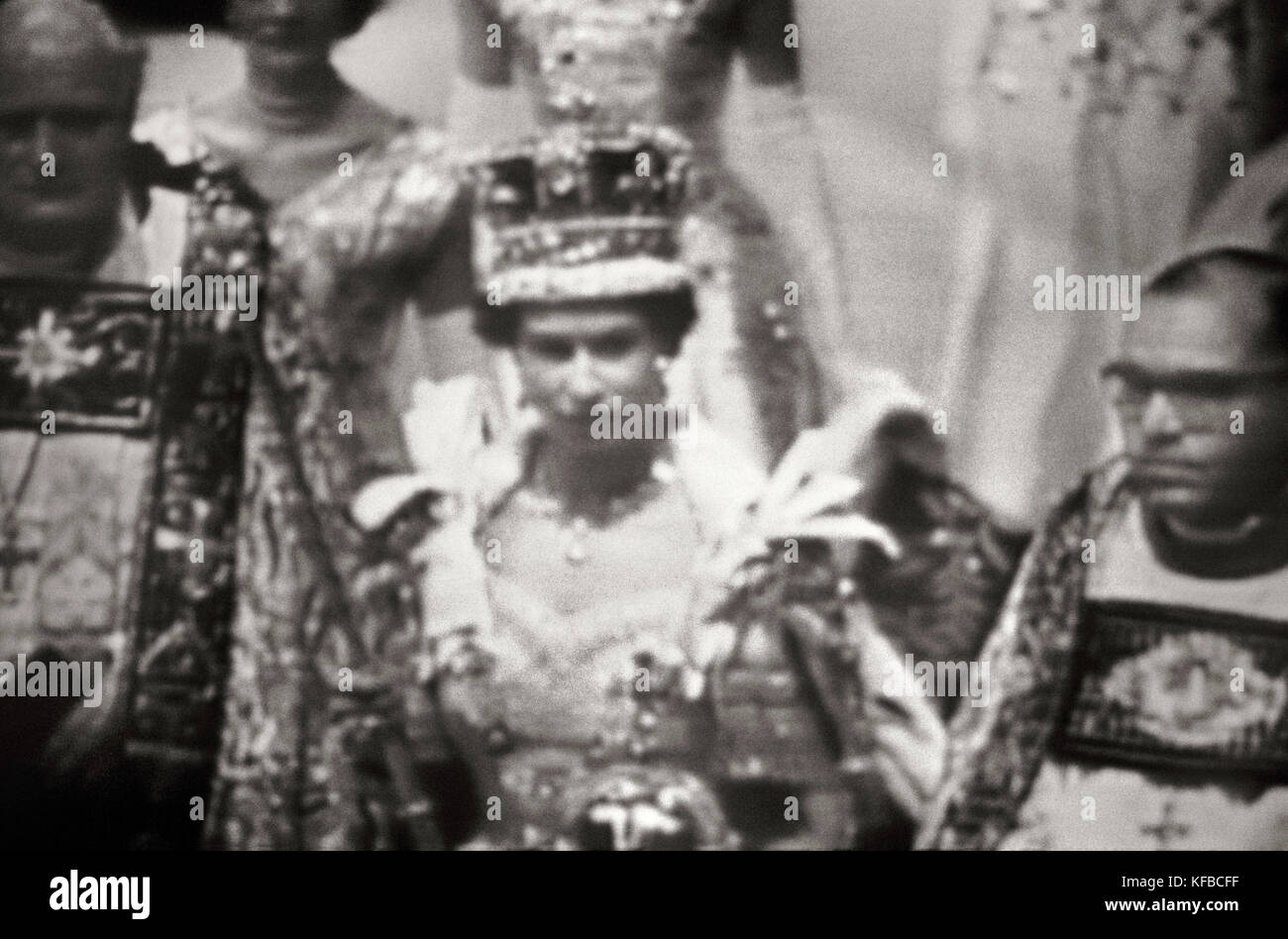England, London, Foto einer jungen Königin Elizabeth II (b&w) Stockfoto