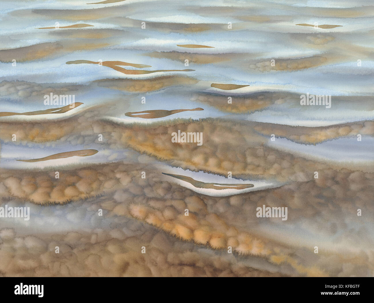 Transparentes Wasser Aquarell Hintergrund Stockfoto