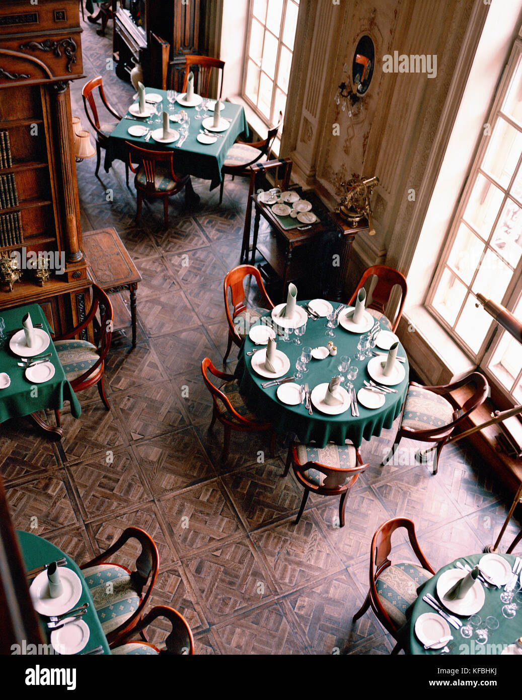 Russland, Moskau, die Bibliothek Speisesaal im zweiten Stock des Cafe Puschkin. Stockfoto