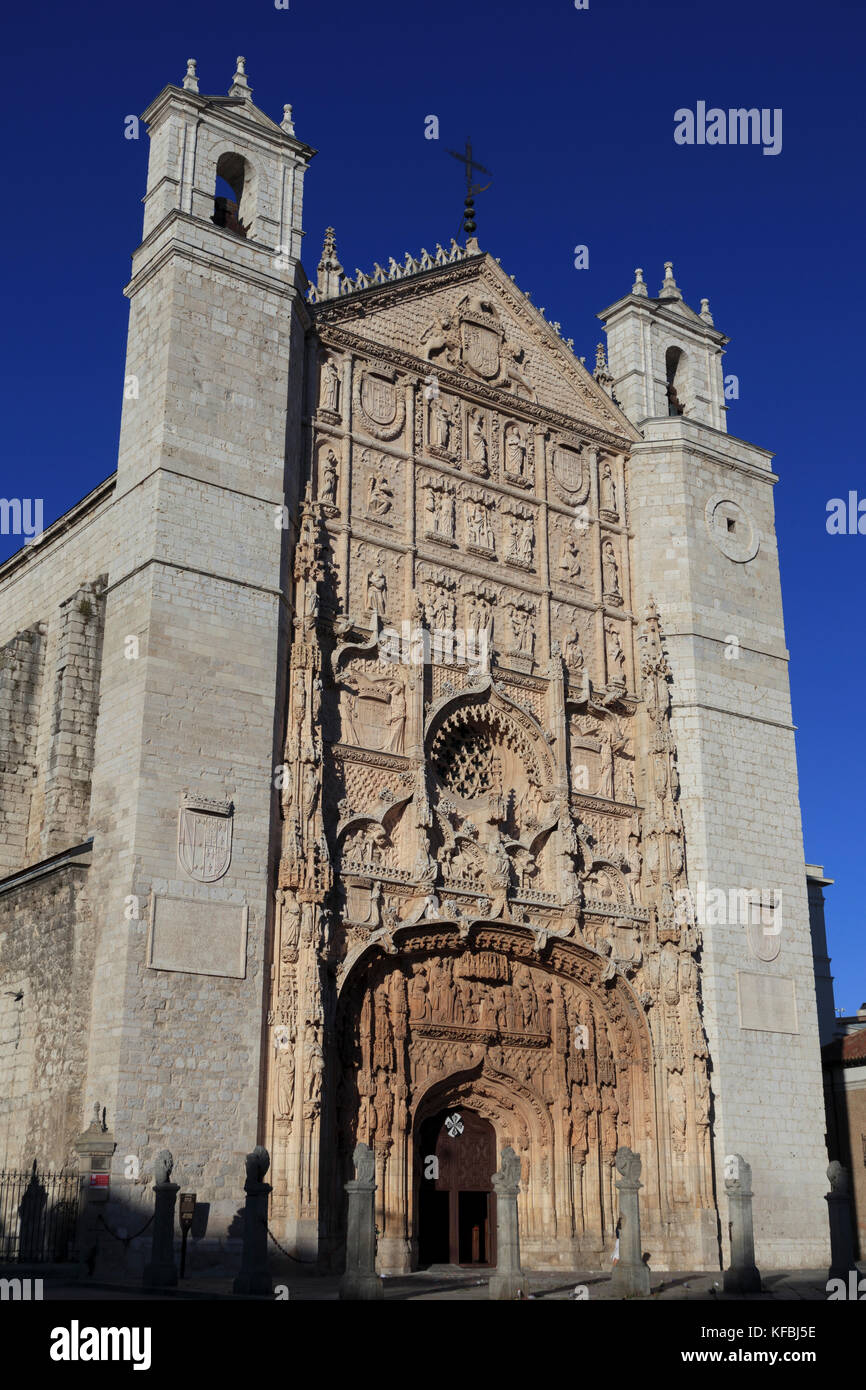 Fassade der Iglesia de San Pablo Valladolid. Kirche von San Pablo, Spanien 2017 Stockfoto