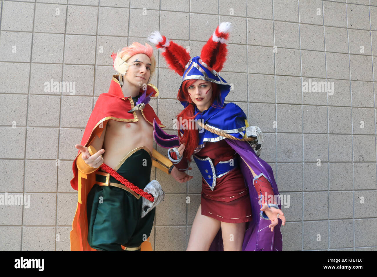 London, Großbritannien. 27. Oktober 2017. cosplayer Kleid in Ihrem bevorzugten comic Charakter Kostüme auf der mcm Comic Con Convention im Excel Centre London Kredit statt: Amer ghazzal/alamy leben Nachrichten Stockfoto
