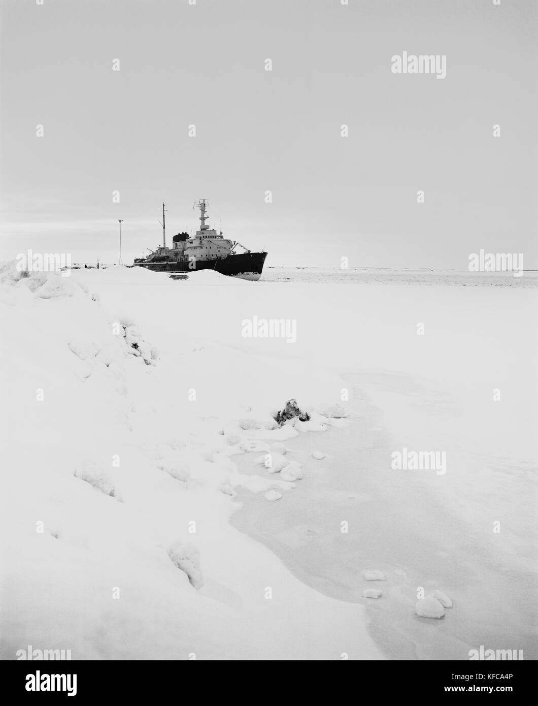 Finnland, Kemi, Artic, der Eisbrecher Sampo am Dock in der Stadt Kemi. Stockfoto