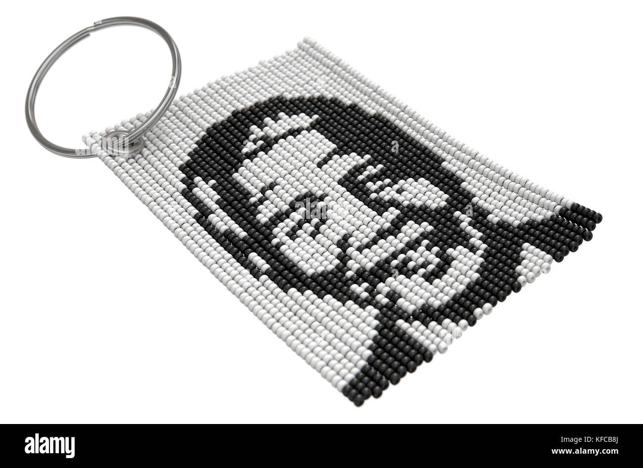 Ein traditionelles Zulu Glasperlen Schlüsselanhänger mit Nelson Mandela in einem isolierten weißen Hintergrund - 3D-Rendering Stockfoto