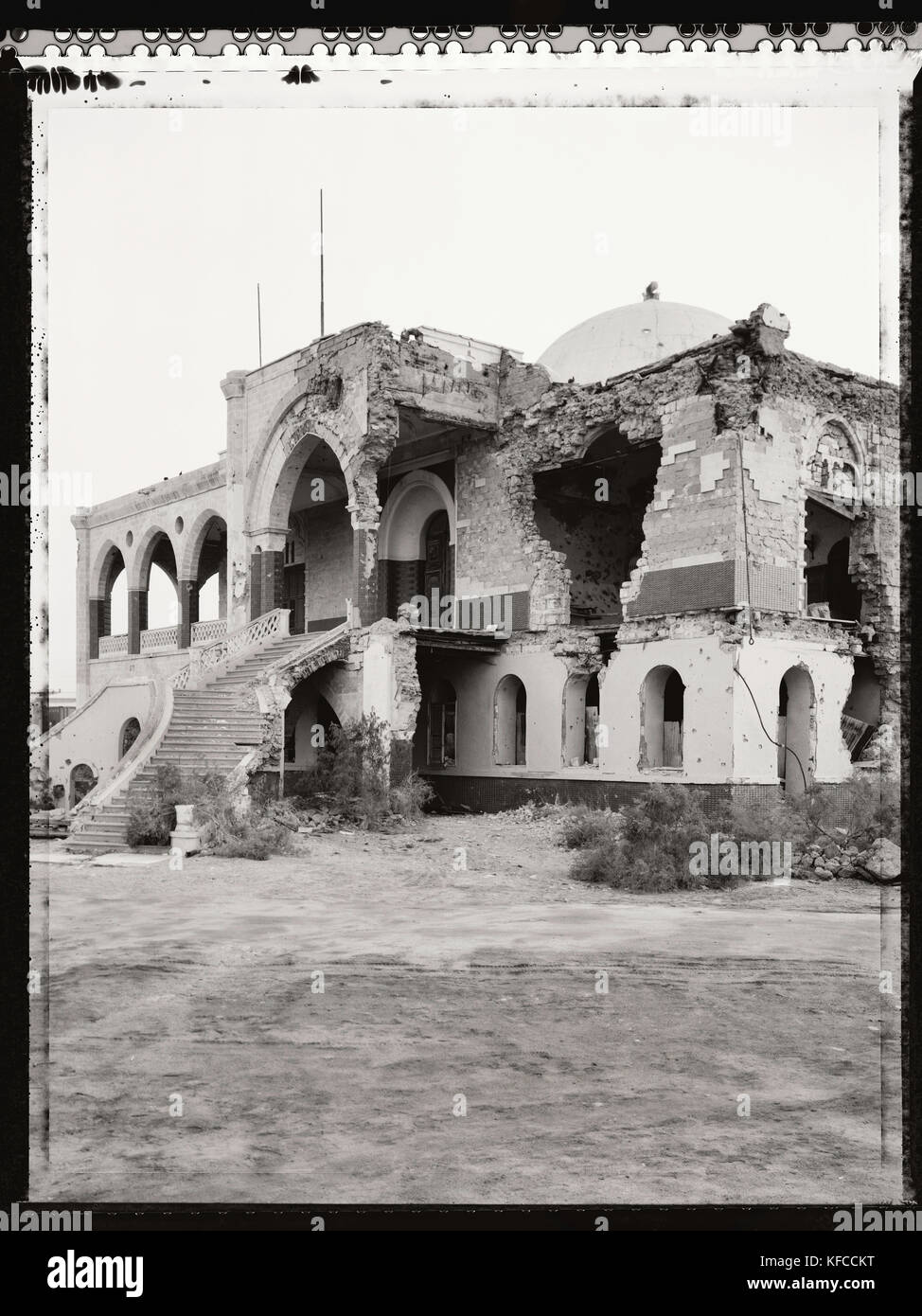 Eritrea, massawa Massawa, bombardierten Palast in der Hafenstadt Massawa (b&w) Stockfoto