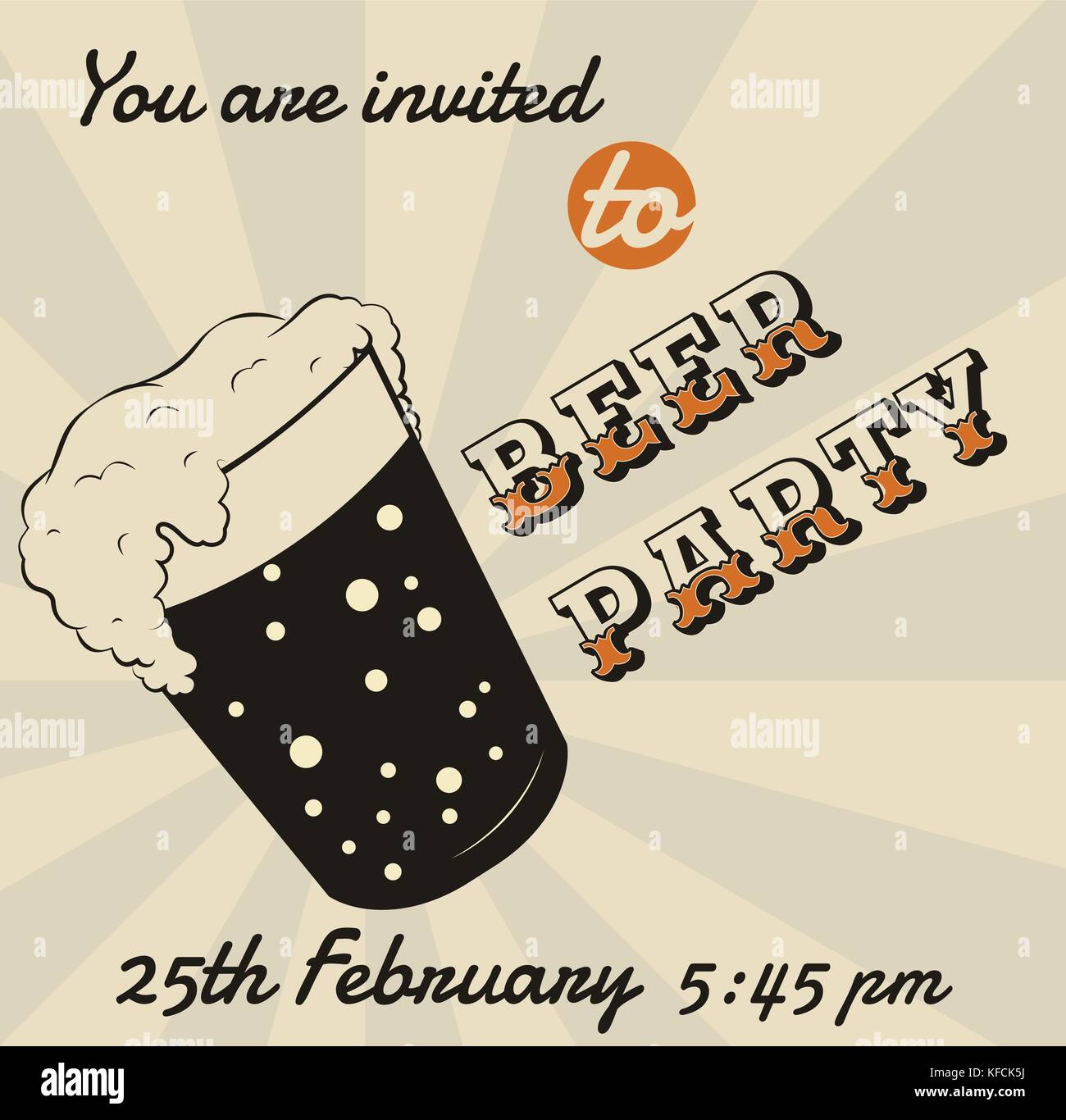 Vector retro Bier Glas Einladungskarte oder Event Plakat Vorlage. Stock Vektor