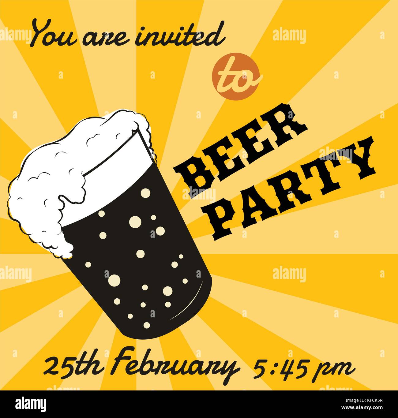 Vector retro Bier Glas Einladungskarte oder Event Plakat Vorlage. Stock Vektor