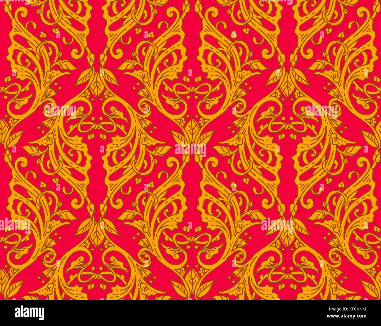 Vector Illustration von Vintage victorian Prunkvoll verzierte Tapete mit Folk hellen Hintergrund ornament Stock Vektor