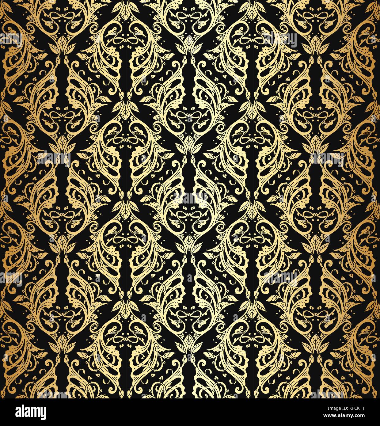 Vector Illustration von Vintage victorian Prunkvoll verzierte Tapete mit luxuriösen Reich metallische Ornament Stock Vektor