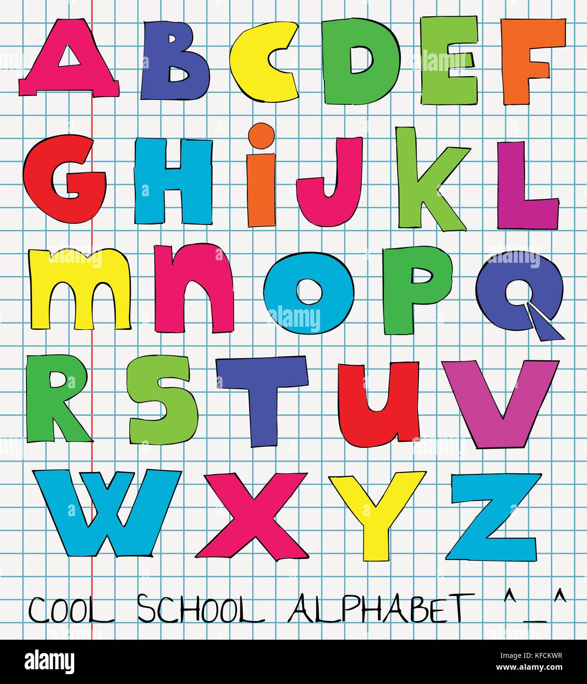 Bunte lustige Kinder Alphabet Stock Vektor