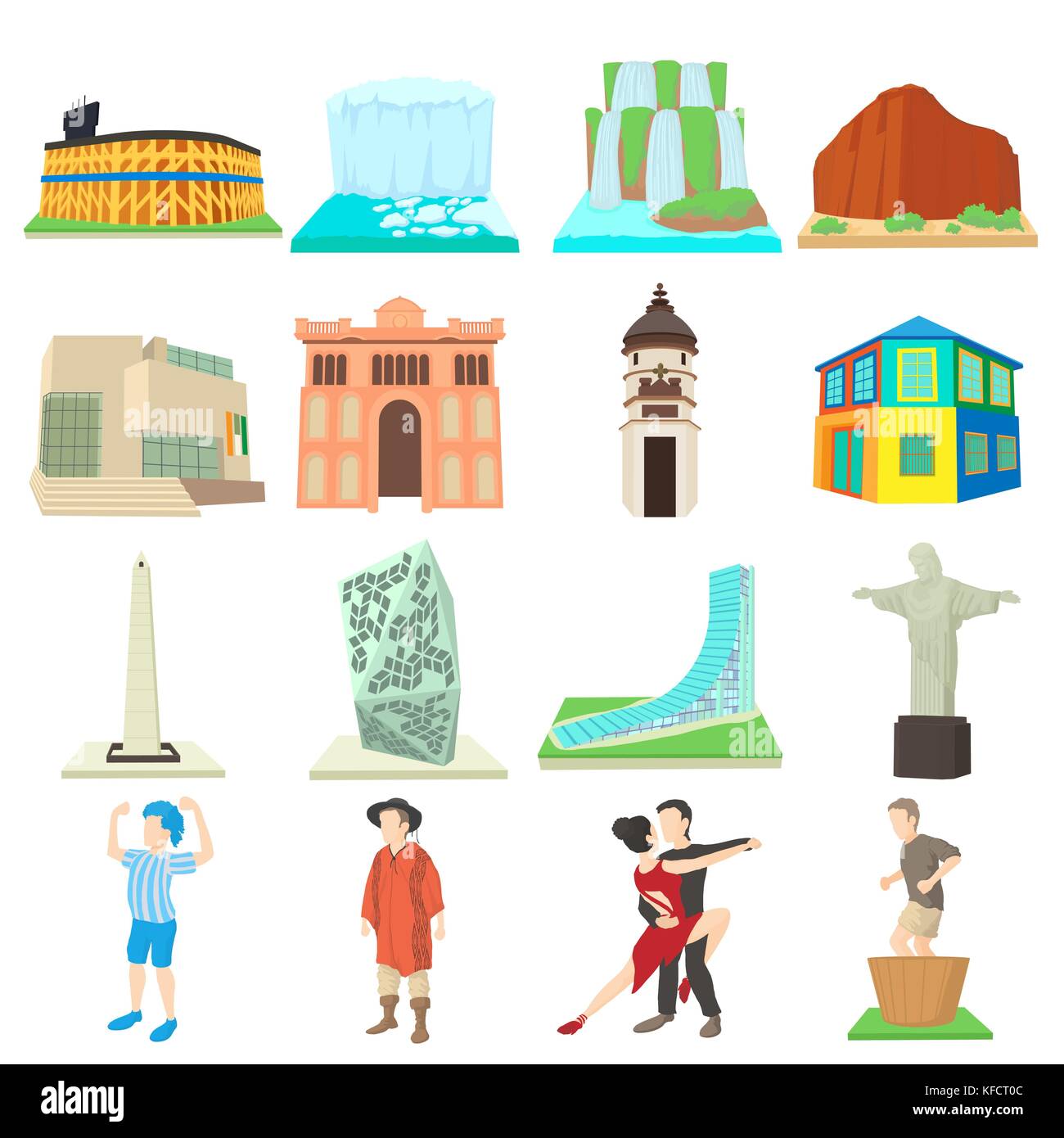 Argentinien reisen Symbole, Cartoon Stil Stock Vektor