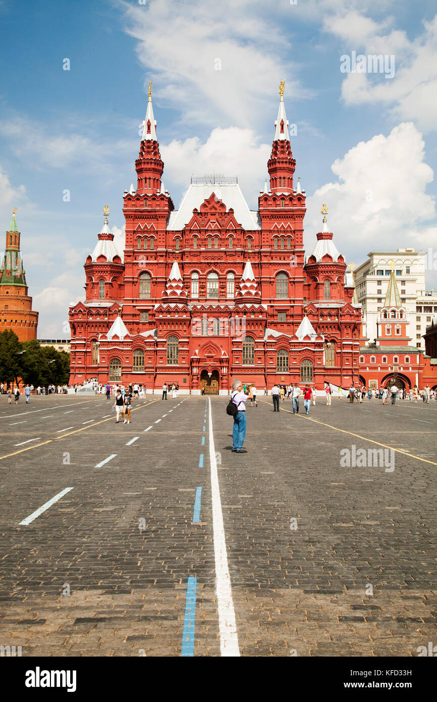 Russland, Moskau. Ein Blick auf den Roten Platz und dem Staatlichen Historischen Museum. Stockfoto