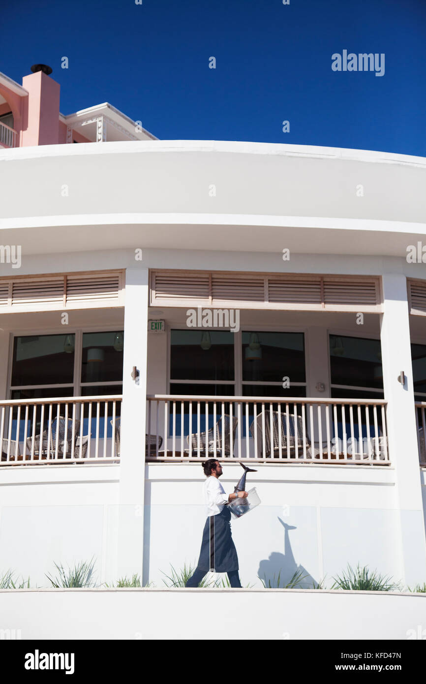 BERMUDA. Hamilton Parish. Marcus' Restaurant Küche mit frisch gefangenen Fisch. Von einem lokalen Fischer gekauft haben, wird es für die Marcus' res. Stockfoto