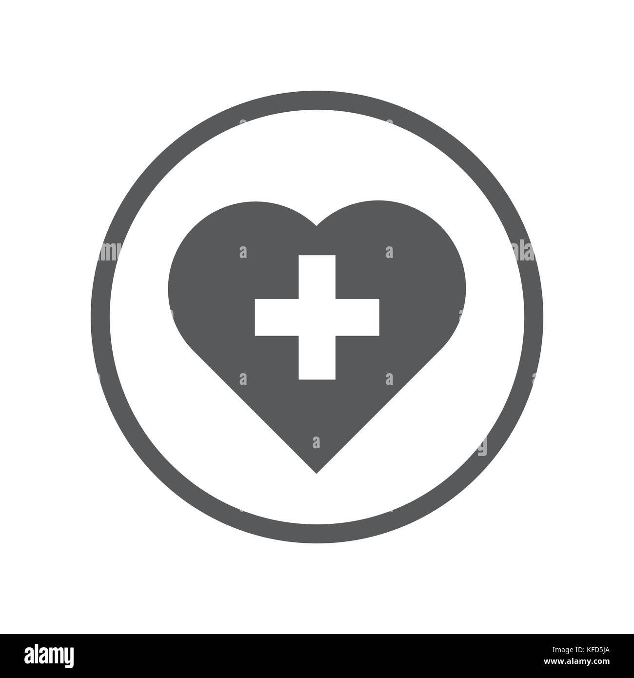 Lineare Herz mit Kreuz, iconic Symbol in einem Kreis, auf weißem Hintergrund. Vektor ein futuristisches Design. Stock Vektor