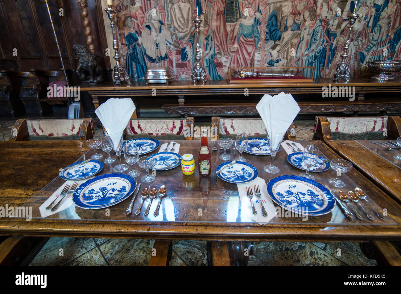 Speisesaal des Hearst Castle, Big Sur, Kalifornien, USA Stockfoto