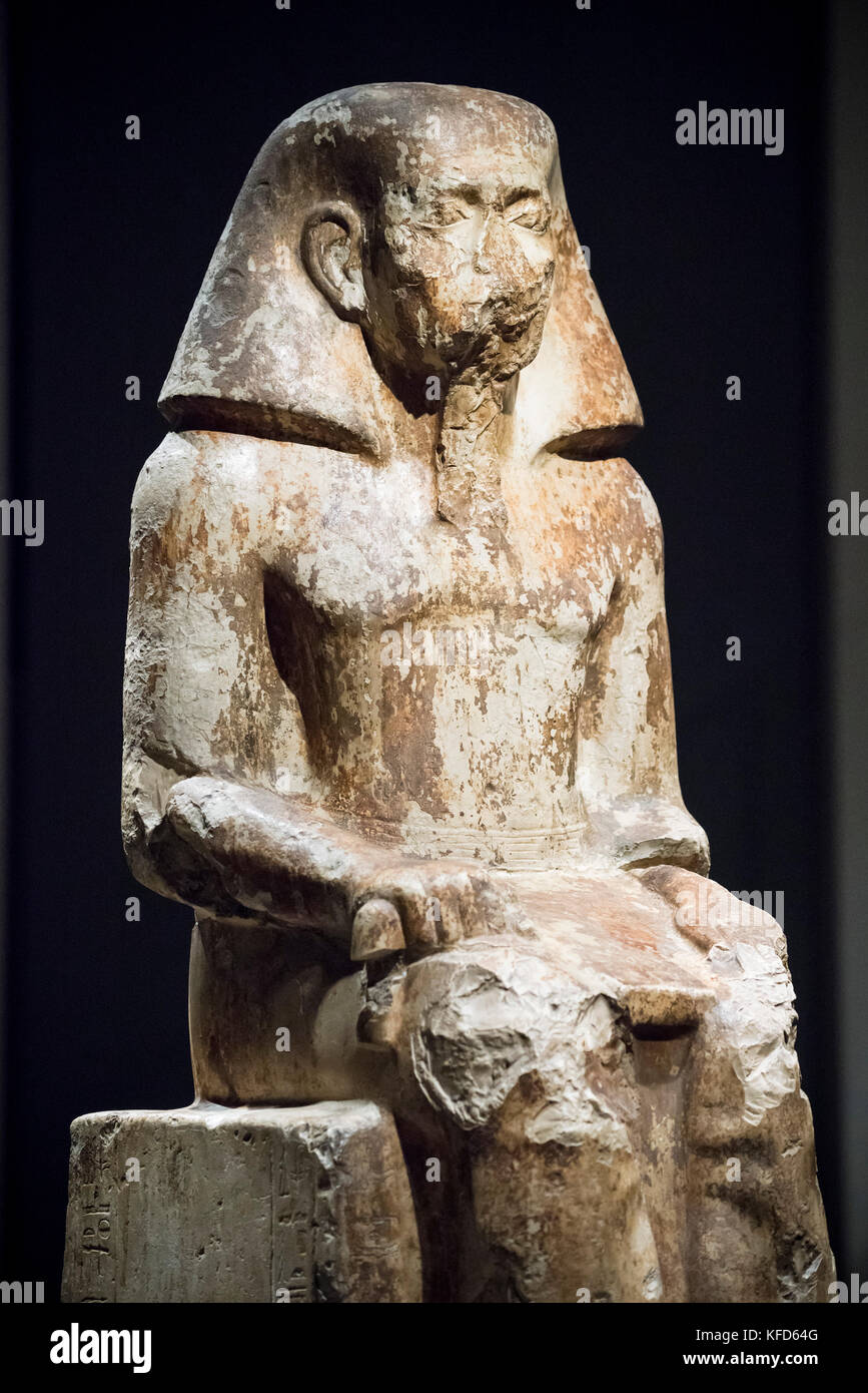 Turin. Italien. Ägyptische Statue von Gouverneur Wahka, Sohn des Neferhotep. Reich der Mitte, Anfang des 13. Dynastie (Ca. 1760 B.C) Museo Egizio (Ägyptisches Museum). Stockfoto