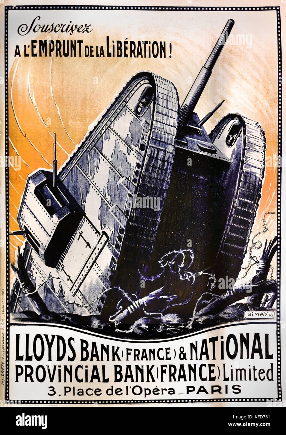 Abonnieren Sie den Liberation Loan. Lloyds Bank und National Provincial Bank, 1918. Erster Weltkrieg - erster Weltkrieg, der große Krieg, 28. Juli 1914 bis 11. November 1918. Stockfoto