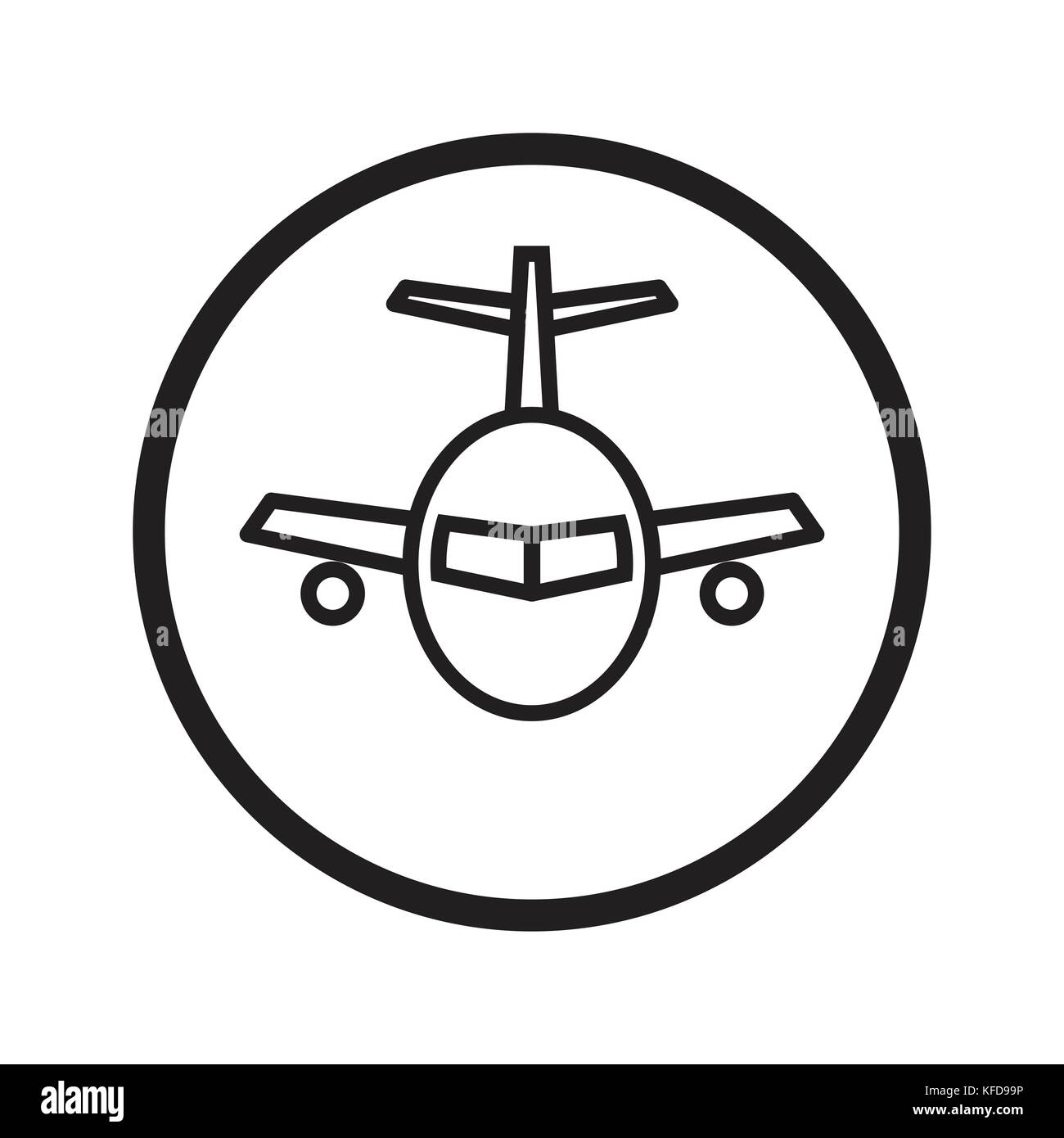 Lineare Flugzeugsymbol, Transport iconic Symbol in einem Kreis, auf weißem Hintergrund. Vektor ein futuristisches Design. Stock Vektor