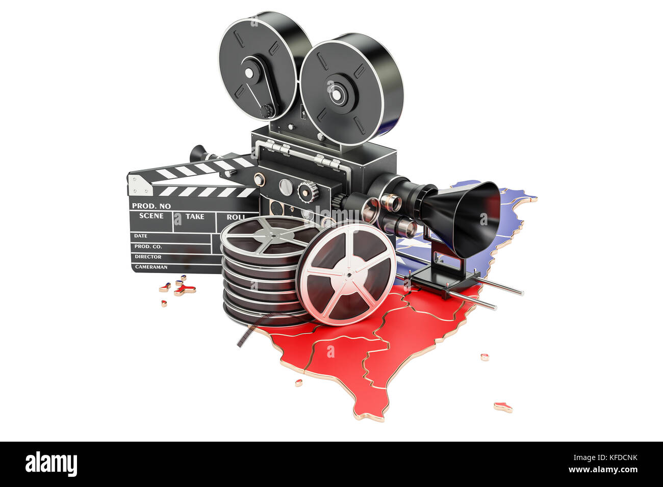 Taiwan Kinematographie, Filmindustrie Konzept. 3D-Rendering auf weißem Hintergrund Stockfoto