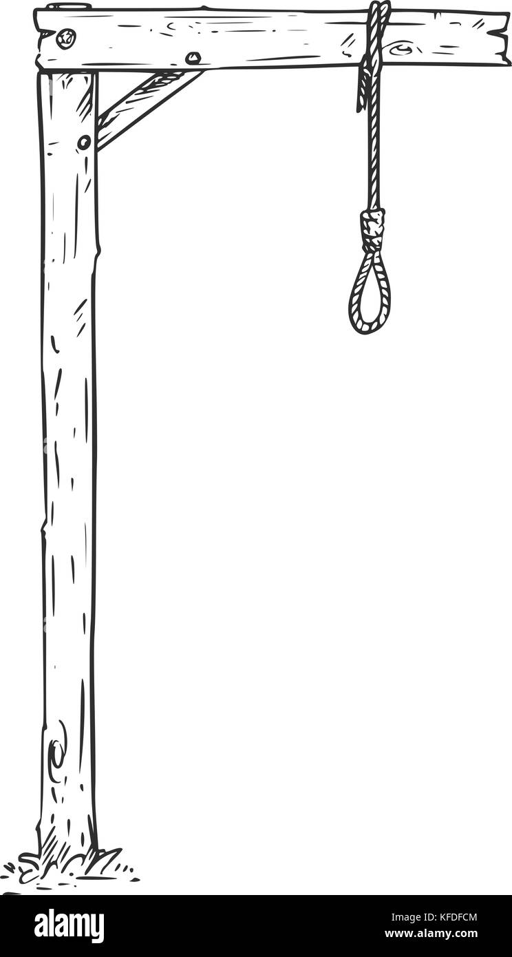Cartoon Vektor-zeichnung von hang Knoten schlinge Galgen. Stock Vektor