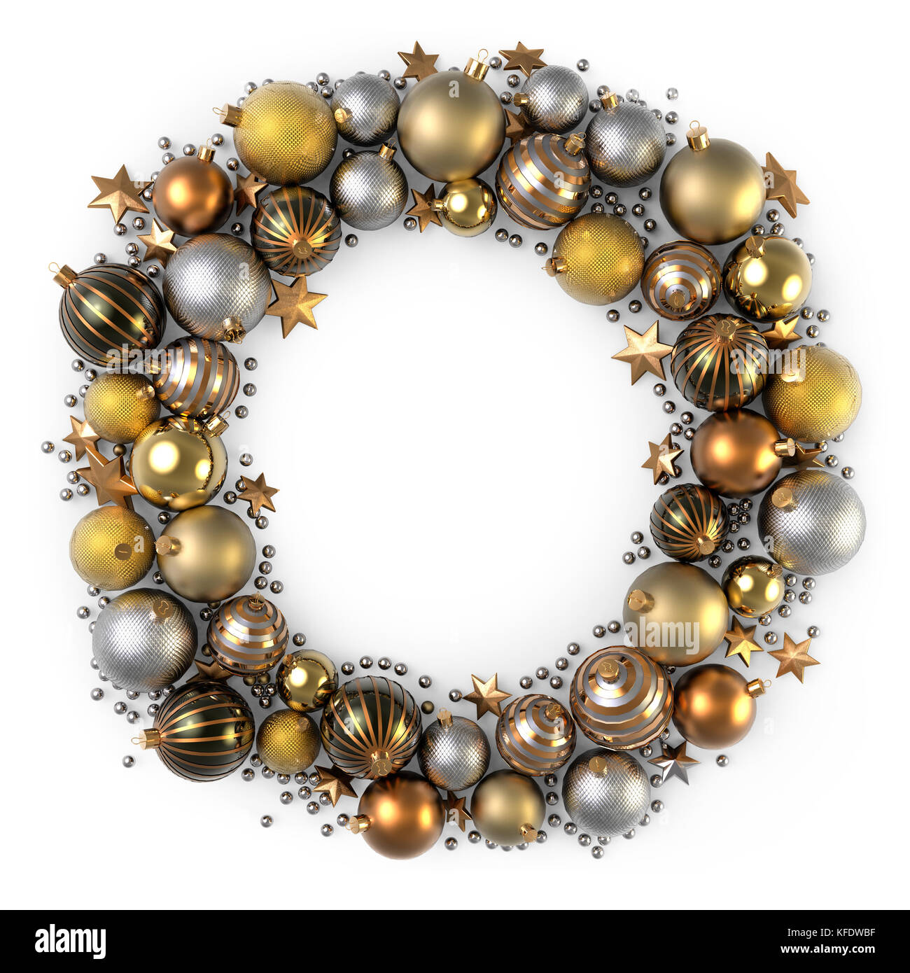 Christmas wreath Dekoration aus Gold Farbe Blasen. Stockfoto