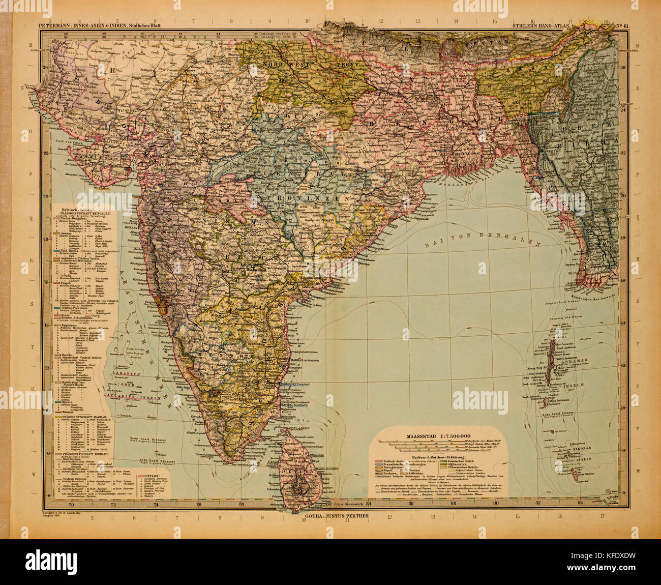 Karte von Britisch Indien, 1895 Stockfoto