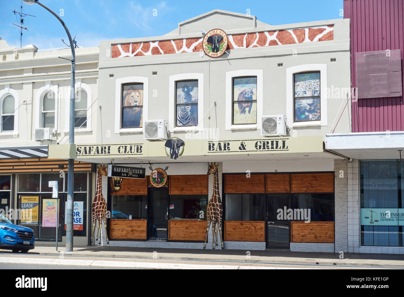 Safari Club Bar und Grill, Bridge Street Tamworth Australien. Stockfoto